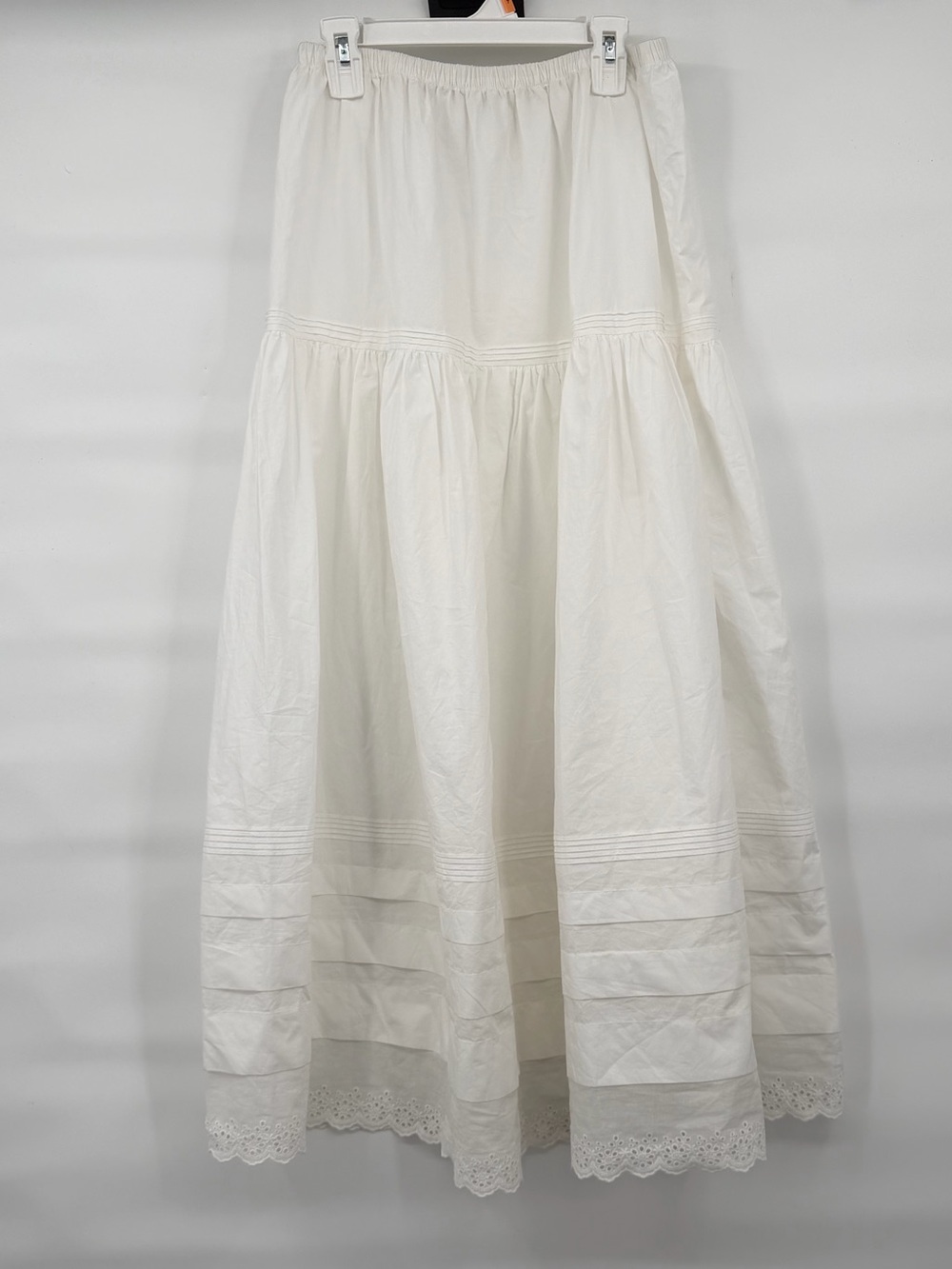 Unbranded cotton white maxi boho tiered lace skirt